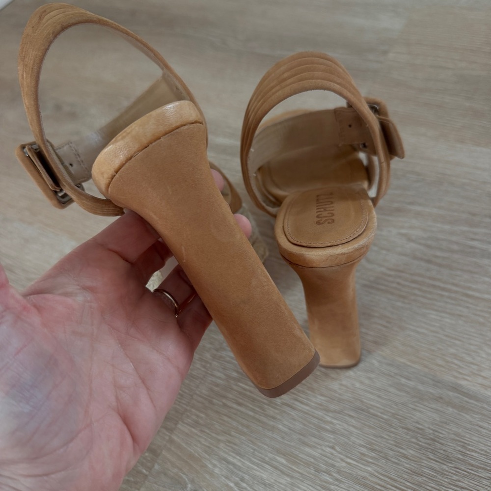 SCHUTZ Tan Braided Platform Espadrille Heels - Picture 8 of 9